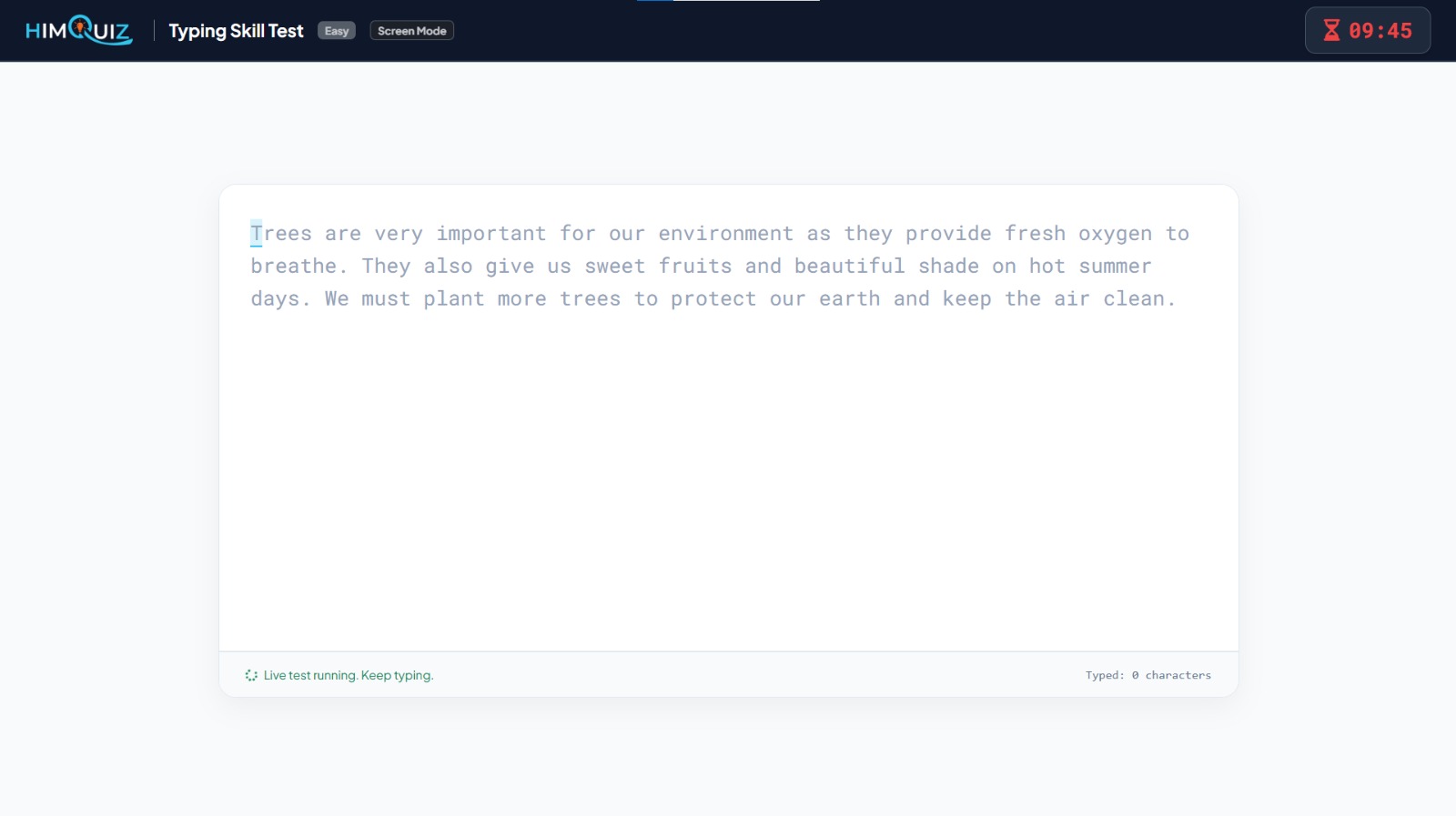 HimQuiz Typing Simulator